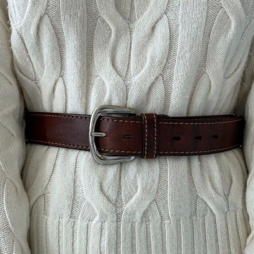 Vintage Pine Brown 100% Leather Made in USA Western Waist Belt Sz M